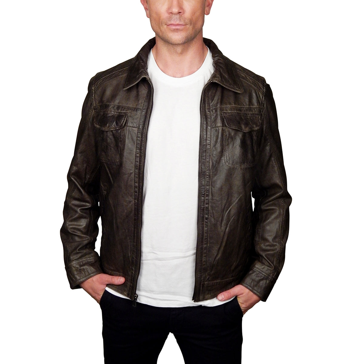 Missani Le Collezioni - &quot;PICCOLI&quot; Leather Jacket in Olive