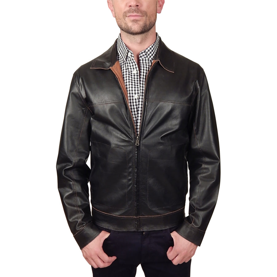 Missani Le Collezioni - "DUO" Reversible Leather Jacket in Brown and Black