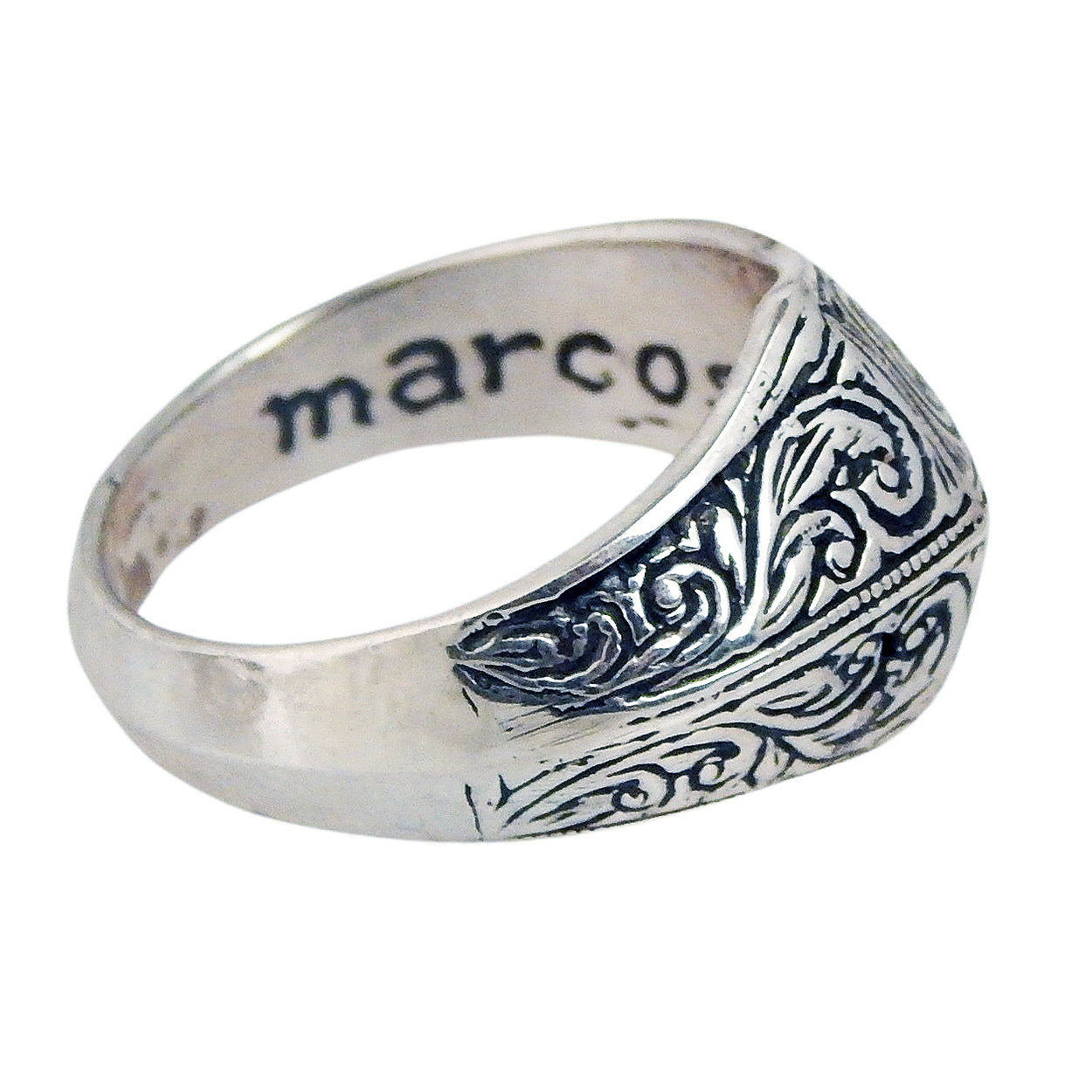 MARCOS - &quot;PYRAMID&quot; Inscribed Sterling Silver Ring