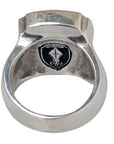 MARCOS - "SHIELD and DIAMONDS" Sterling Silver Ring with Black Palm Wood Inlays