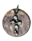 MARCOS - "SKULL CROSS" Pendant with Purple Boxwood and Sterling Silver