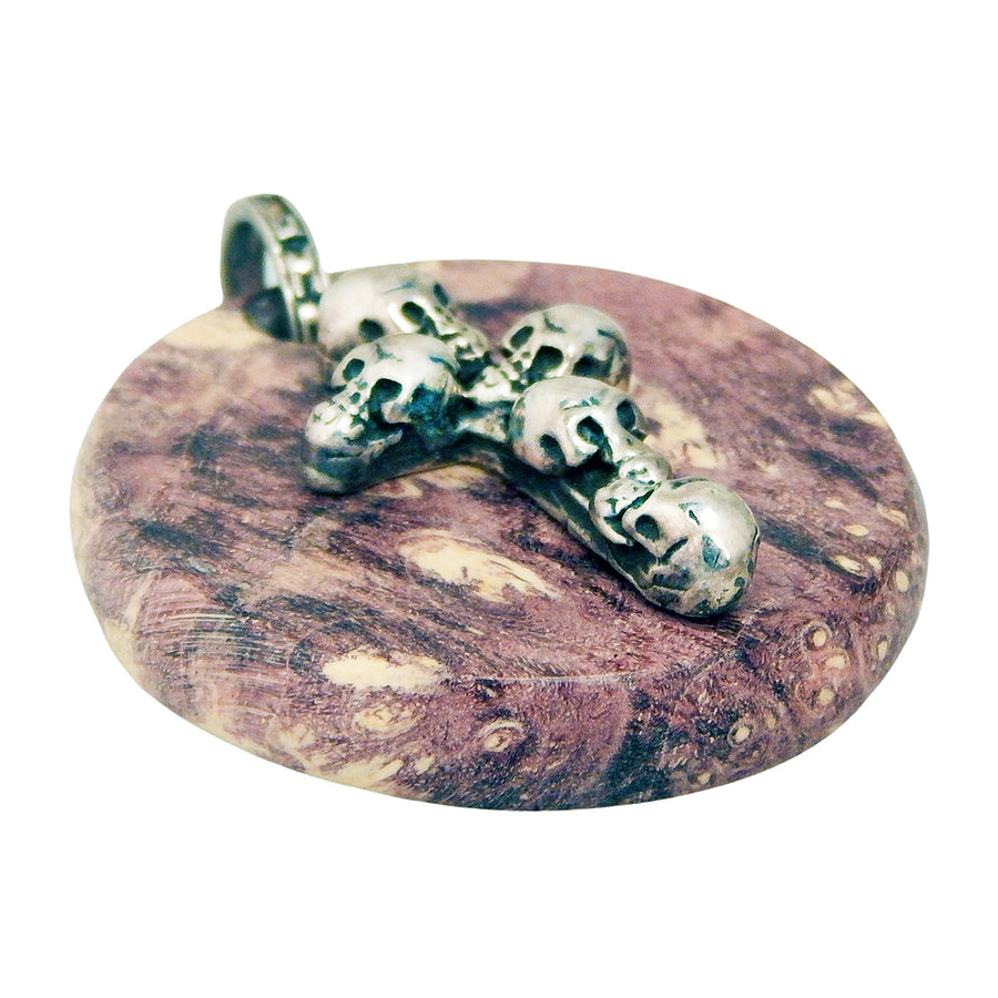 MARCOS - "SKULL CROSS" Pendant with Purple Boxwood and Sterling Silver