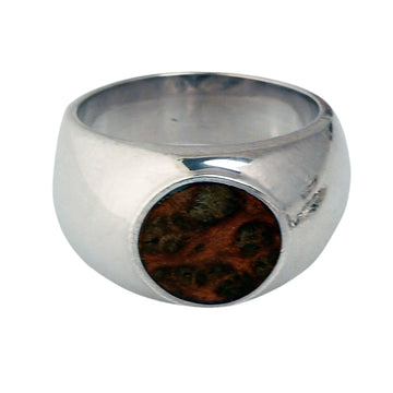 MARCOS - "SPOT" Sterling Silver Ring with Inlaid Ebony Wood