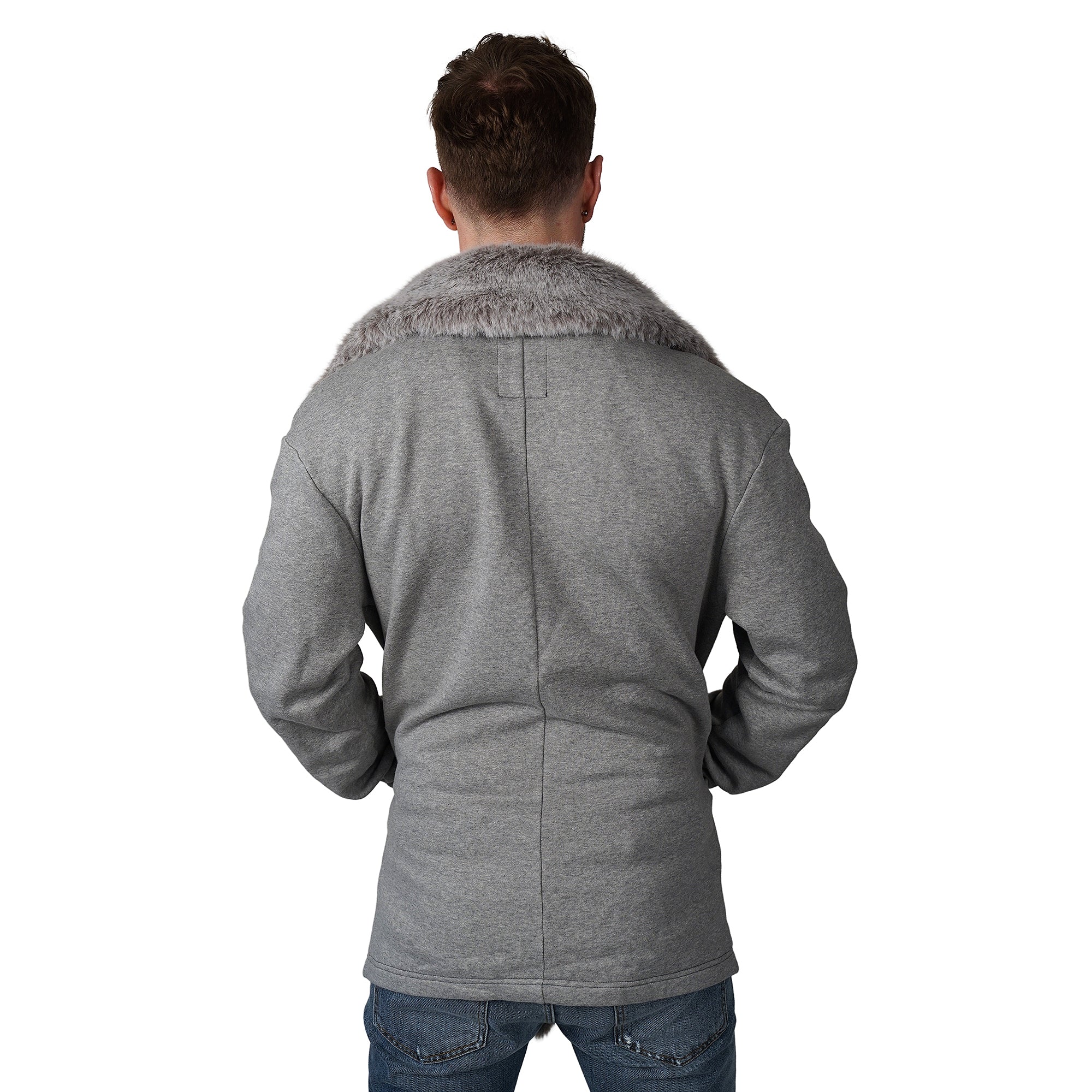 OBELISK - &quot;CHEMIN&quot;  Zipped Knit Grey Cardigan