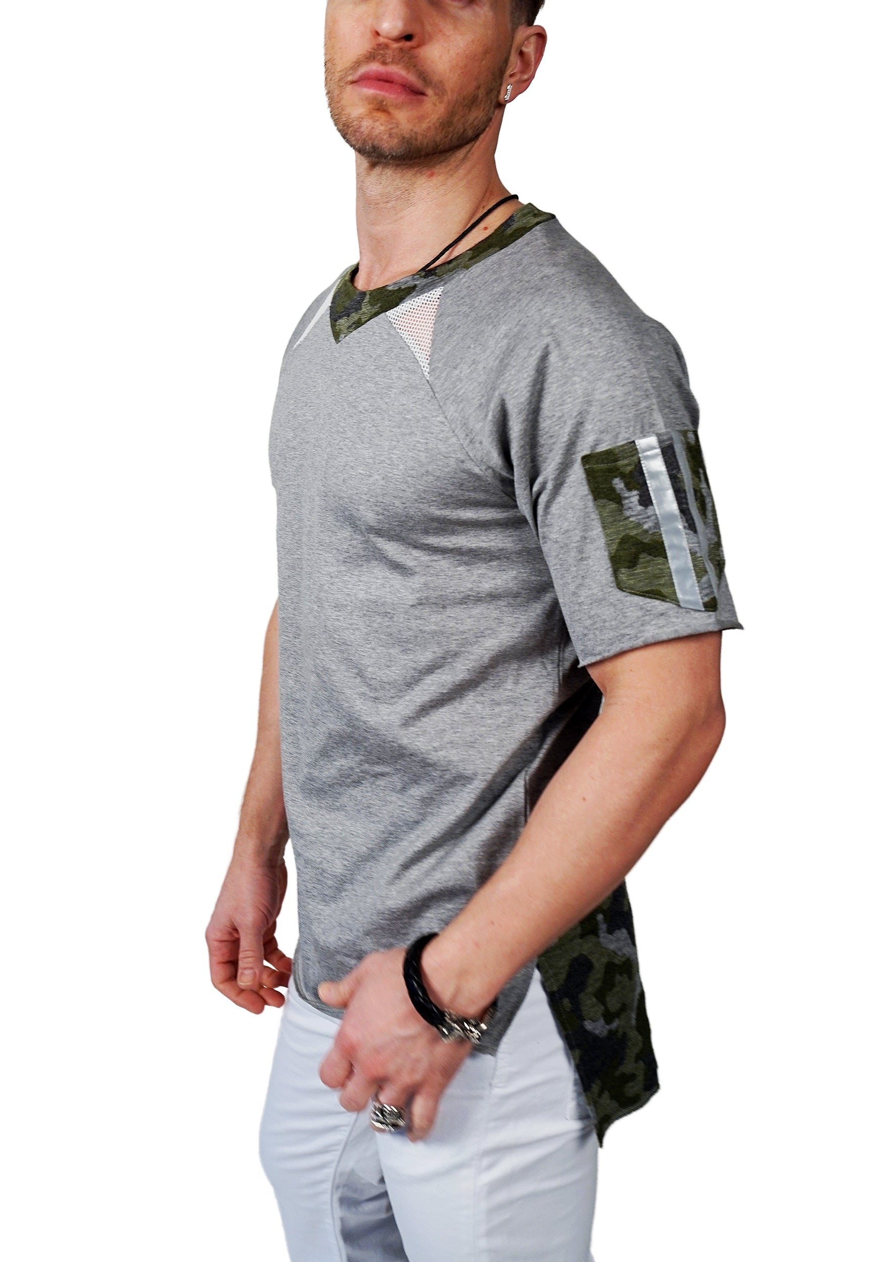 OBELISK - &quot;NIKO&quot;  Gray x Camo Line Shirt