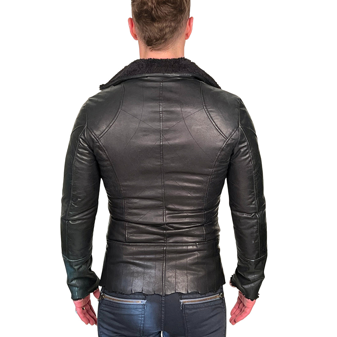 Men's OBELISK - "BONDING" Black Leather Jacket