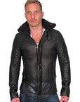 Men's OBELISK - "BONDING" Black Leather Jacket