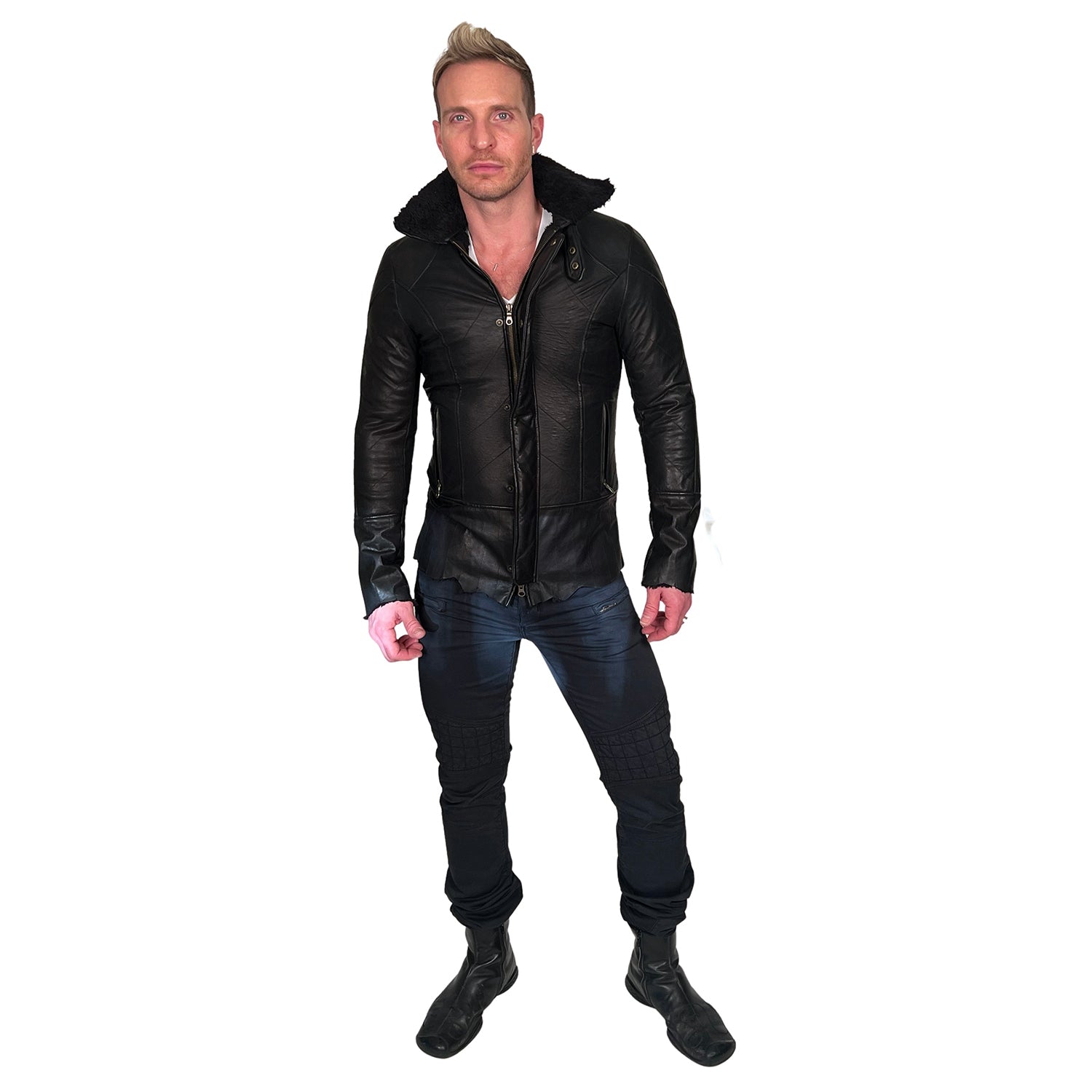 Men&#39;s OBELISK - &quot;BONDING&quot; Black Leather Jacket