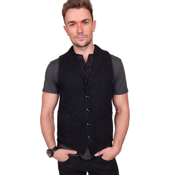 Men's PROSPECTIVE FLOW - "SAGA" Black Denim Vest