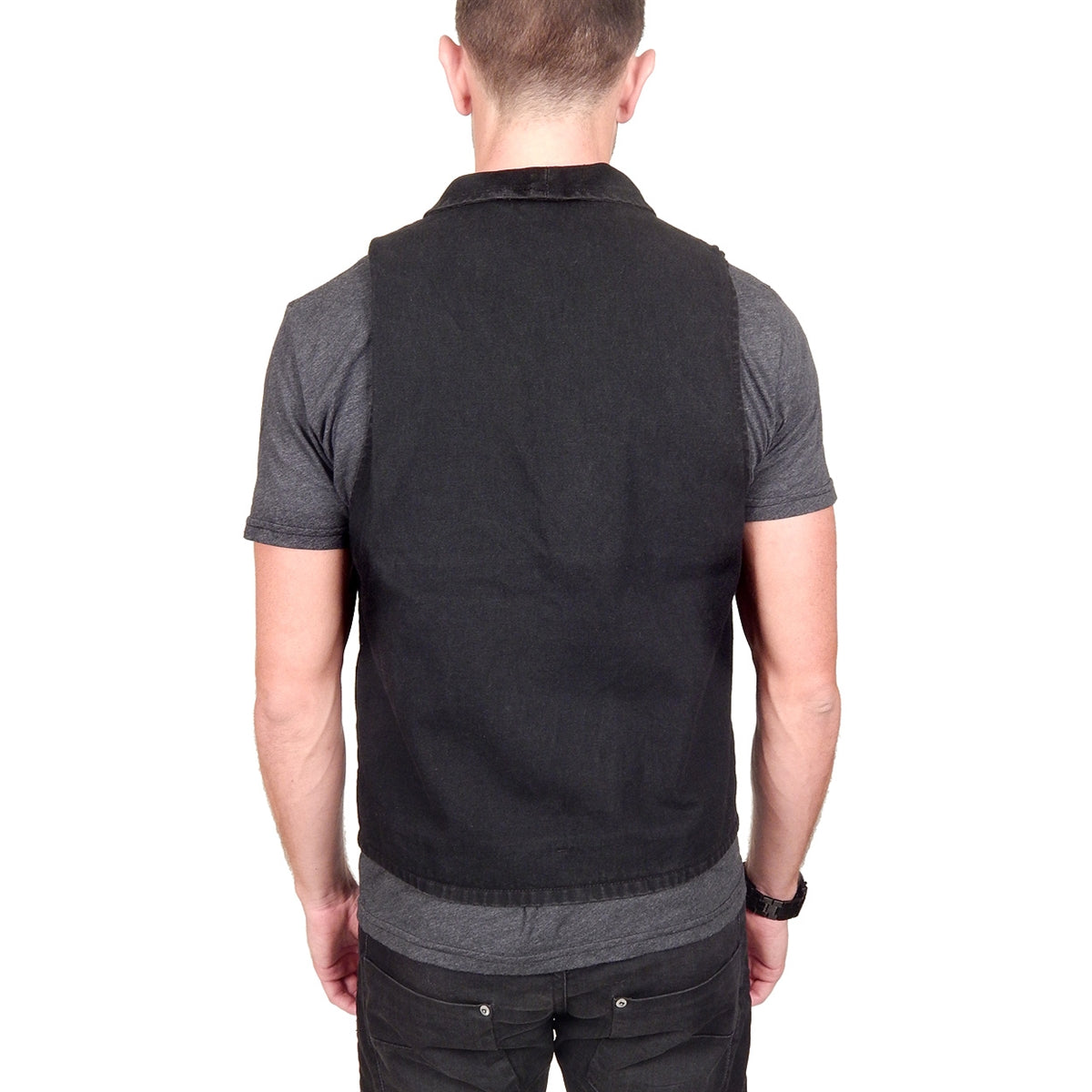 Men&#39;s PROSPECTIVE FLOW - &quot;SAGA&quot; Black Denim Vest