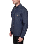 Men's PROSPECTIVE FLOW - "LYON" Denim Shirt in Indigo Blue