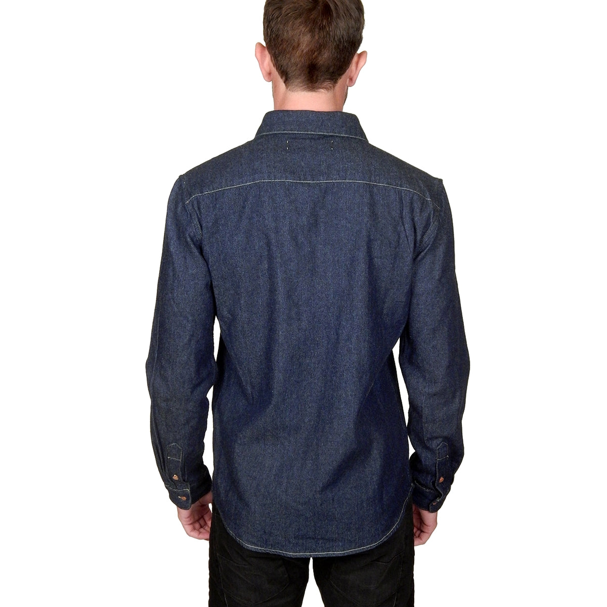 Men&#39;s PROSPECTIVE FLOW - &quot;LYON&quot; Denim Shirt in Indigo Blue