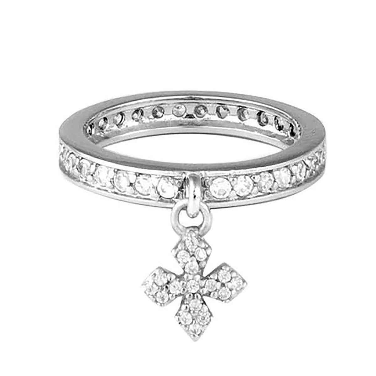 QUEEN BABY - &quot;MB CROSS&quot; Silver and CZ Ring