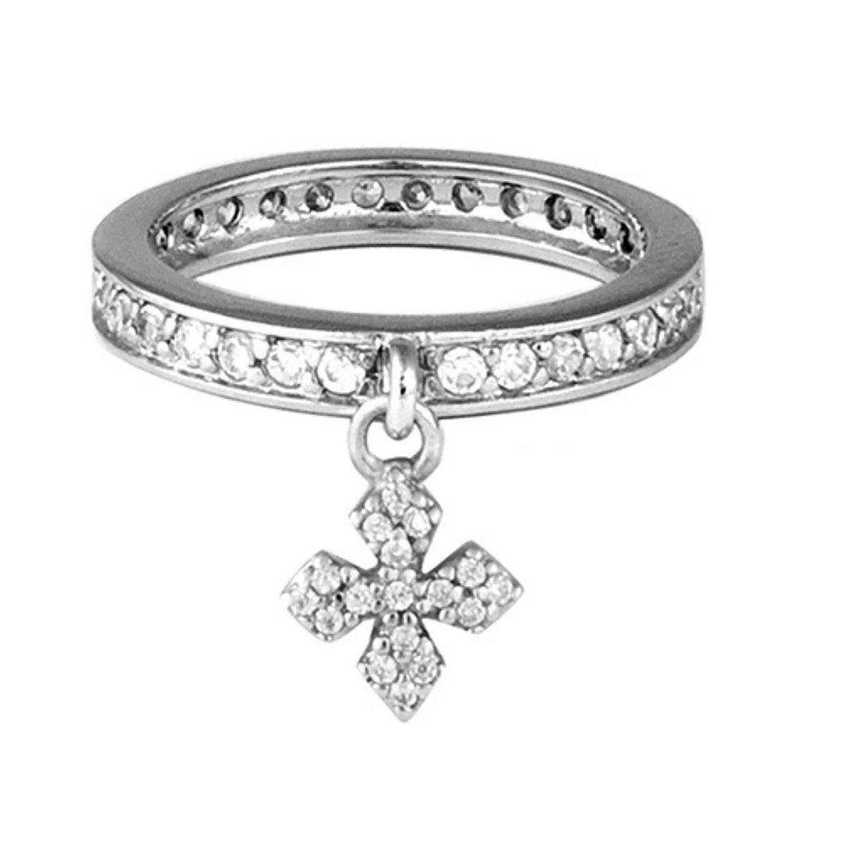 QUEEN BABY - &quot;MB CROSS&quot; Silver and CZ Ring