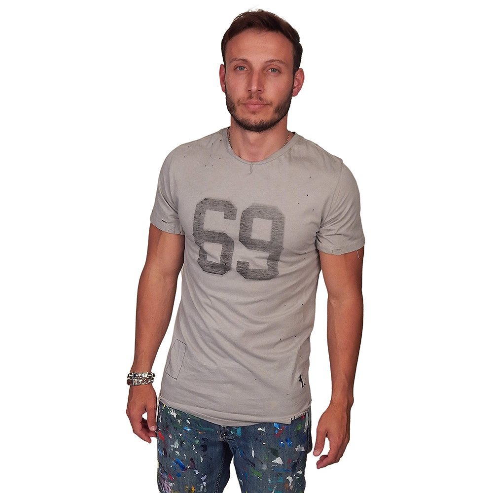 RELIGION - &quot;69&quot; SS Crew T-Shirt in Vintage Grey