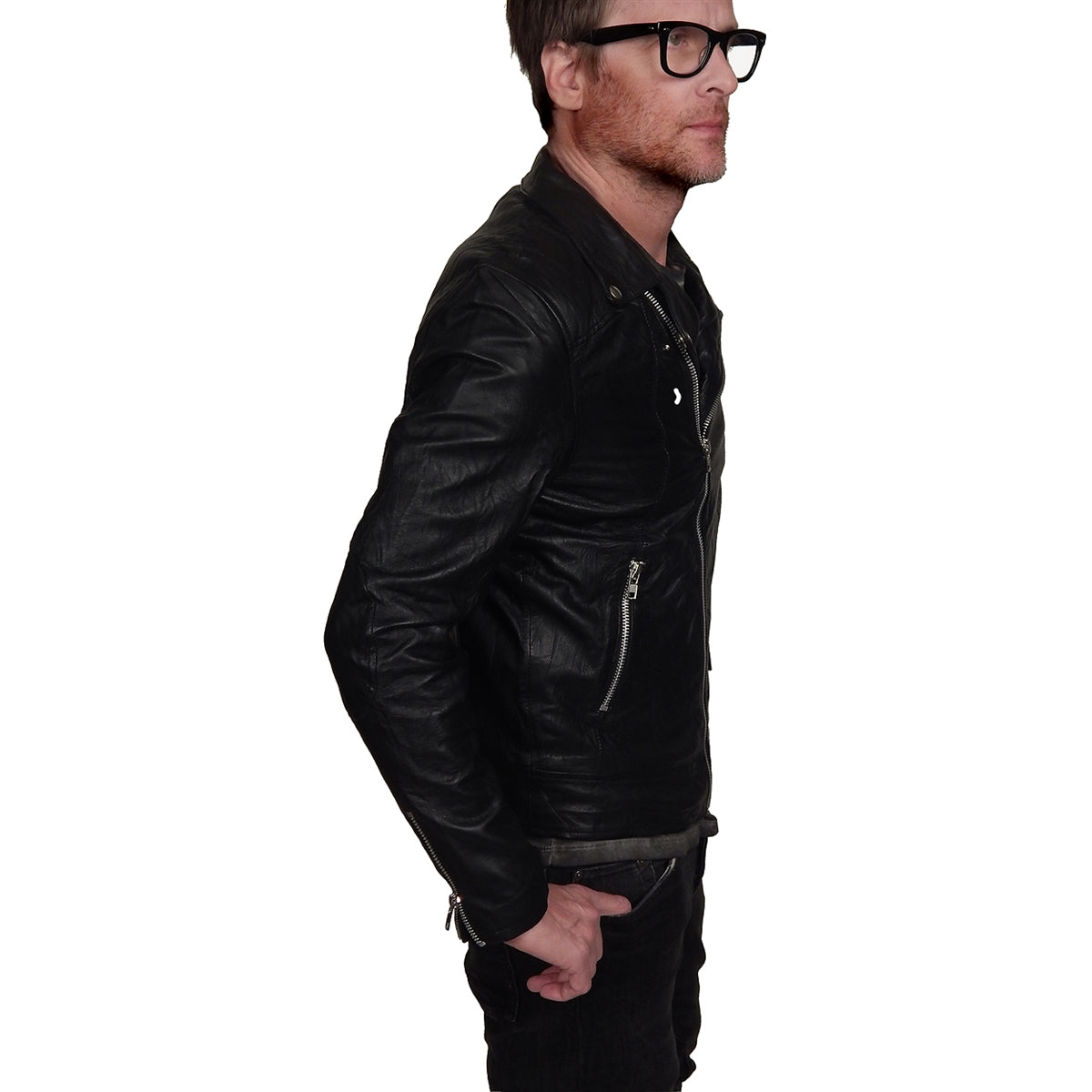 RELIGION - &quot;CUTTER&quot; Leather Jacket in Jet Black