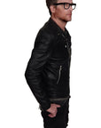 RELIGION - "CUTTER" Leather Jacket in Jet Black