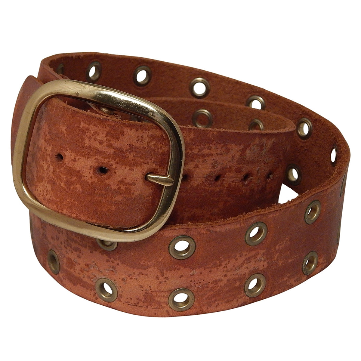 Red Monkey Design - GROMMET&quot; Belt in Brass and Honey Leather