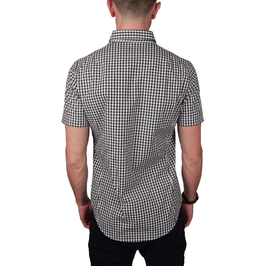 RELIGION - "INSIGHT" Checked Short Sleeve Shirt in Black and White