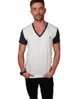 RELIGION - "BRIXTON" SS V-Neck T-Shirt in Black and White