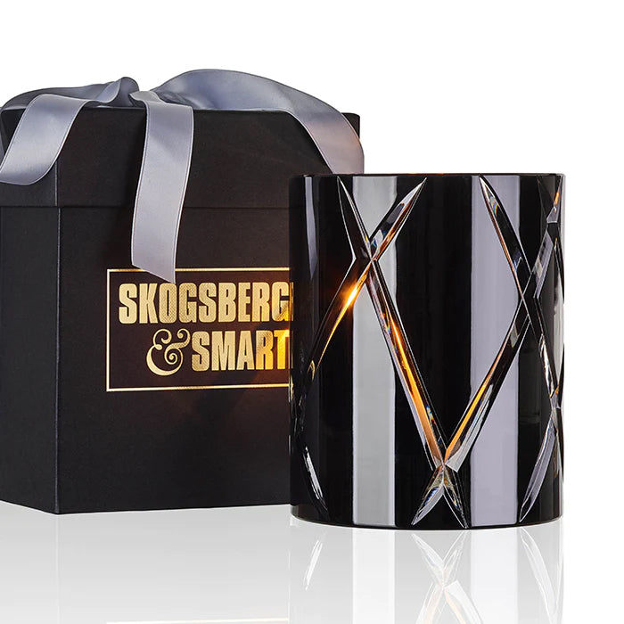Skogsberg & Smart - "CUT CRYSTAL" Hurricane/Vase/Ice Bucket in Black - 7"H x 5.5"D