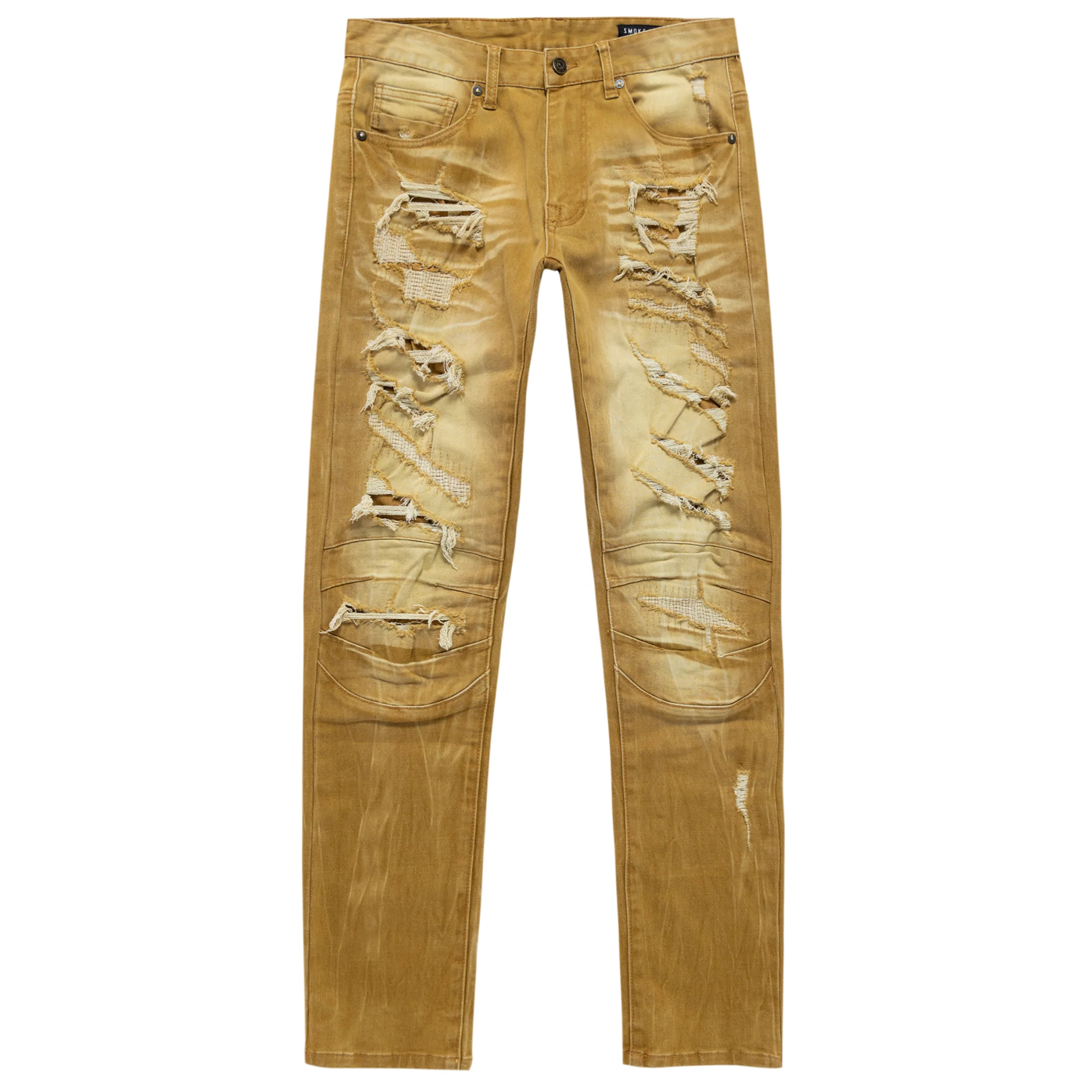 Smoke Rise - &quot;ELLIOTT&quot; Heavy Rip &amp; Repair Jeans in Timber