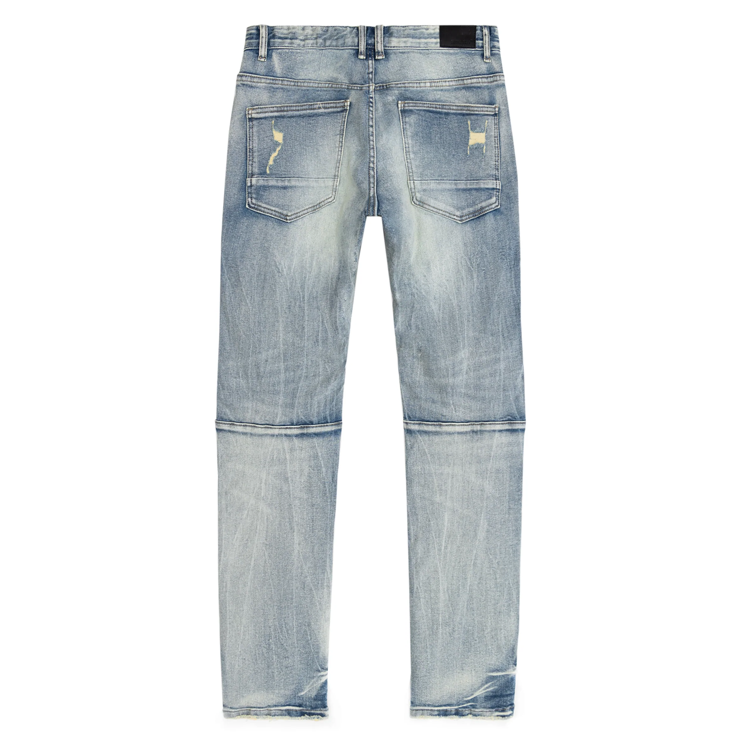 Smoke Rise - &quot;HALFORD&quot; Layered Heavy Rip &amp; Repair Jeans in Aspen Blue