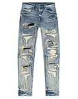 Smoke Rise - "HALFORD" Layered Heavy Rip & Repair Jeans in Aspen Blue