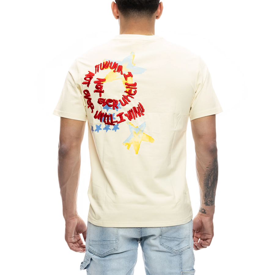 Smoke Rise - "NOT OVER" Embroidered T-Shirt in Ecru