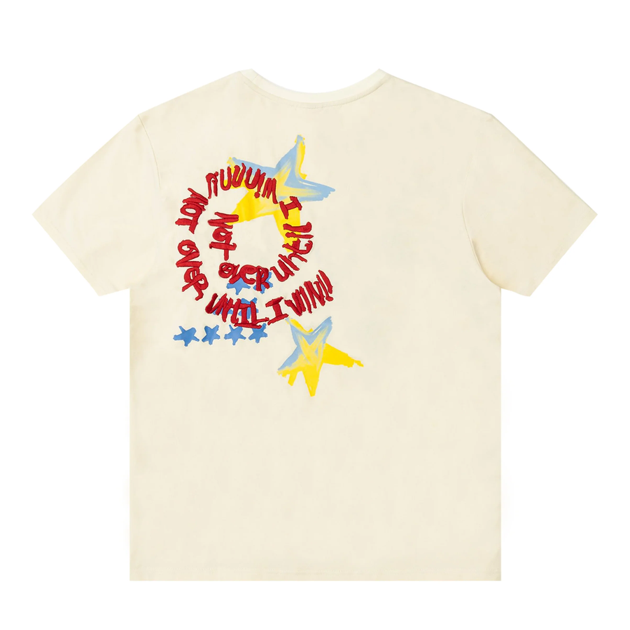 Smoke Rise - "NOT OVER" Embroidered T-Shirt in Ecru