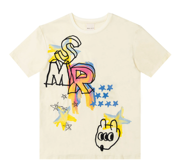 Smoke Rise - "NOT OVER" Embroidered T-Shirt in Ecru