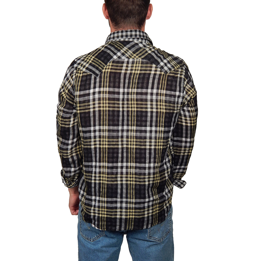 Vintage Laundry - "MICHAEL" Cotton Linen Plaid Shirt