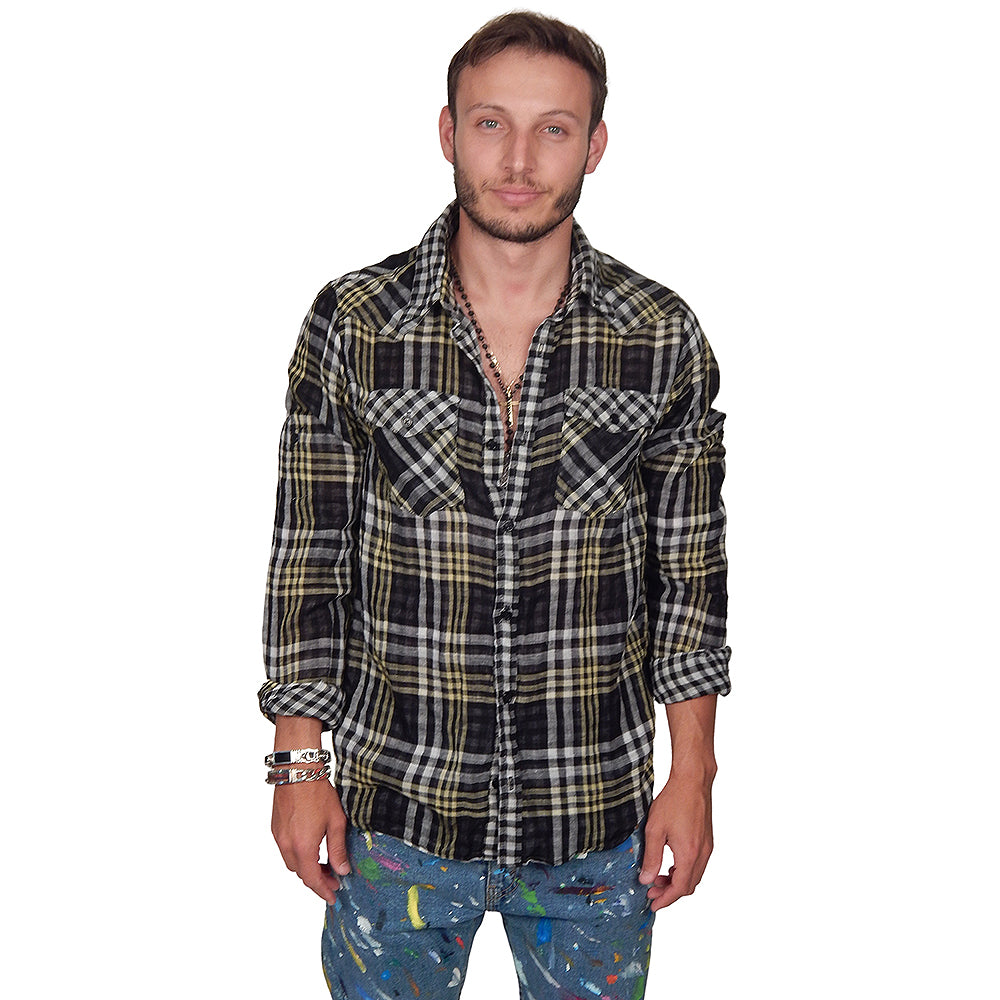 Vintage Laundry - &quot;MICHAEL&quot; Cotton Linen Plaid Shirt