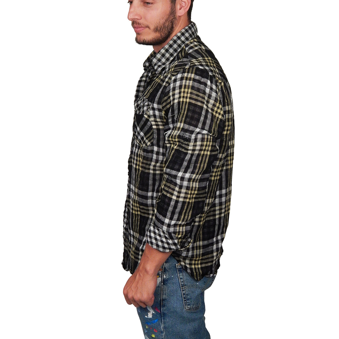 Vintage Laundry - "MICHAEL" Cotton Linen Plaid Shirt