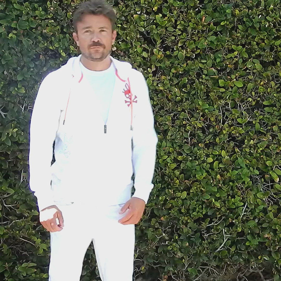 Men's PSYCHO BUNNY - "KESWICK" Full Zip Hoodie In White
