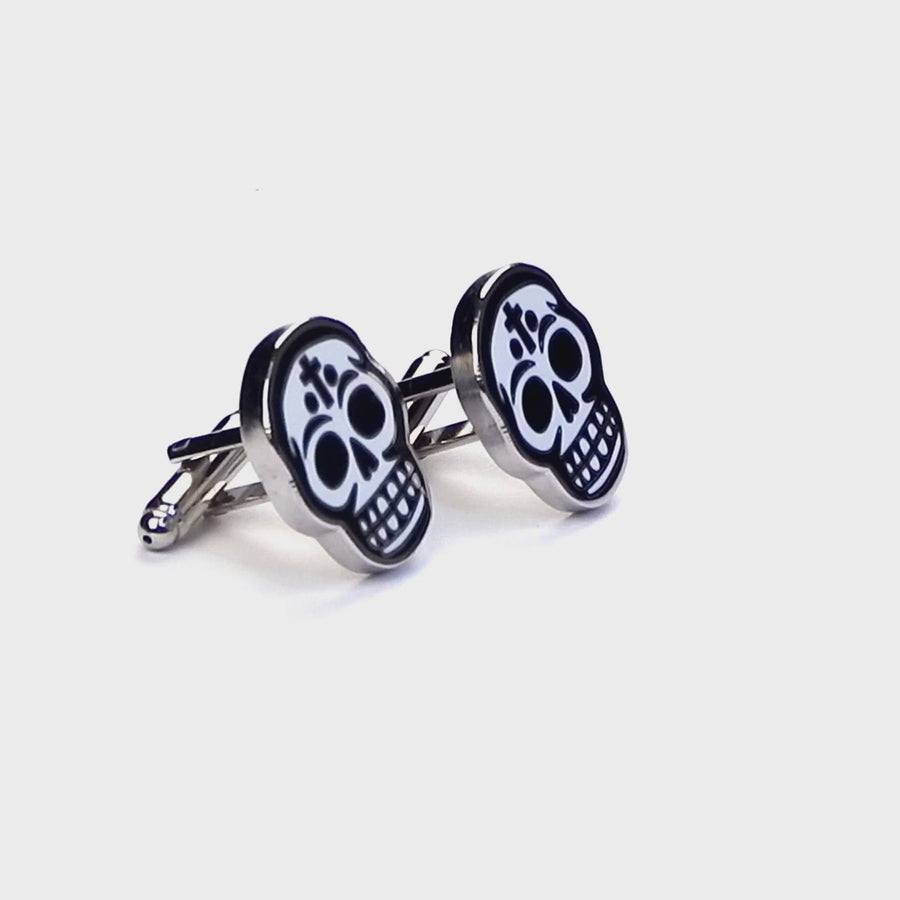 King Baby Studios - "DAY OF THE DEAD" Silver and Enamel Cuff Links